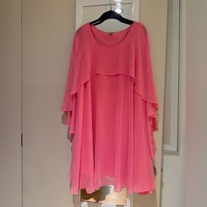 Chelsea28 Coral Pink Chiffon Layered Dress
